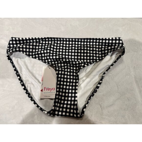 Freya Check In Bikini Brief Black & White Monochrome Plaid M - Picture 4 of 6